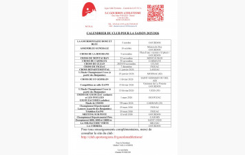 Calendrier 2025/2026